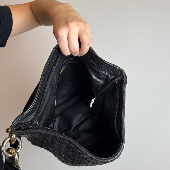 Vintage 90s Y2K Aspects black woven leather crossbody bag - Picture 4 of 6